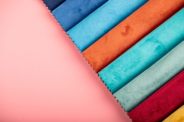 Light orange and blue color palette tailoring leather tissues in catalog