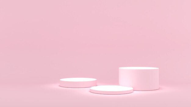 Light pink stand on a light pink background,mock up podium for product presentation,3d rendering