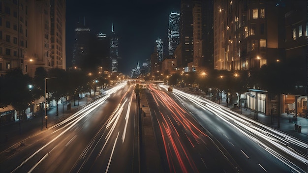 Foto gratuita le tracce di luce sullo sfondo dell'edificio moderno a shanghai in cina