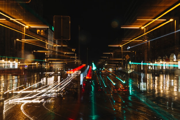 Light trails on street