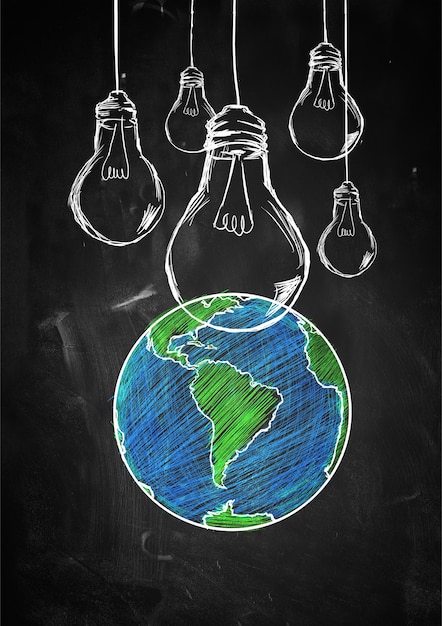 Light up the world sketch blackboard