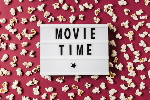 Lightbox with movie time text