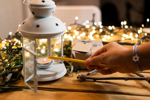 Lighten the candle happy hanukkah
