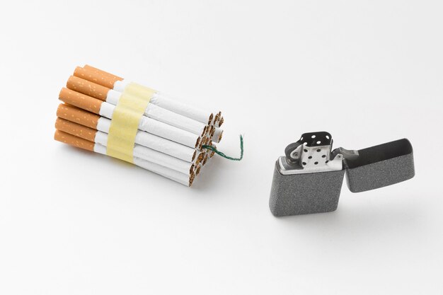 Lighter and cigarettes with fitil