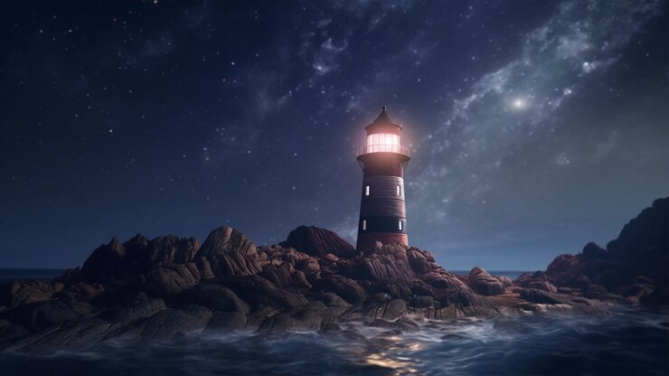 Free Photo lighthouse surrounded by water
