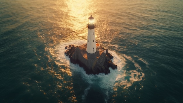 Free photo lighthouse surrounded by water