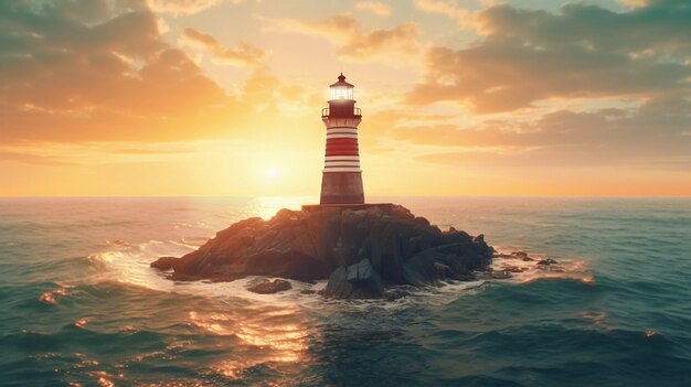 Lighthouse surrounded by water