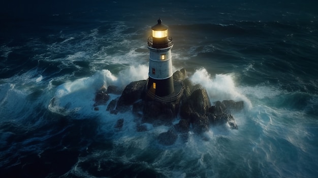 Lighthouse surrounded by water