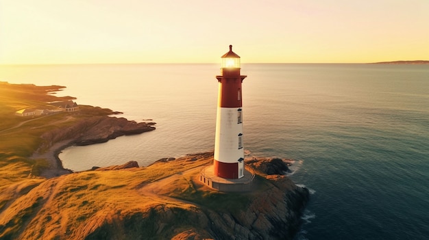 Lighthouse surrounded by water