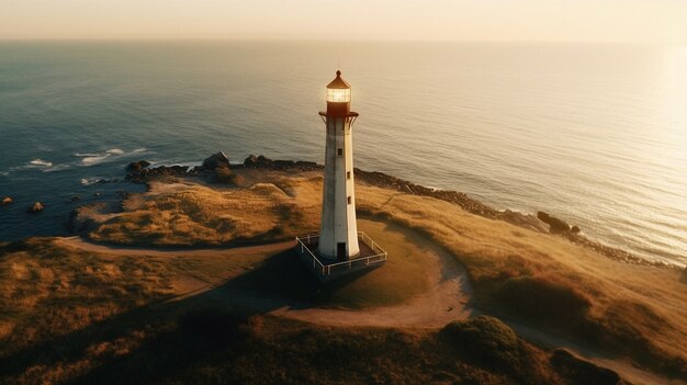 Free photo lighthouse surrounded by water