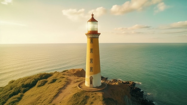 Lighthouse surrounded by water