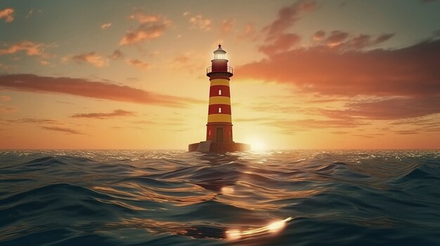 Lighthouse surrounded by water