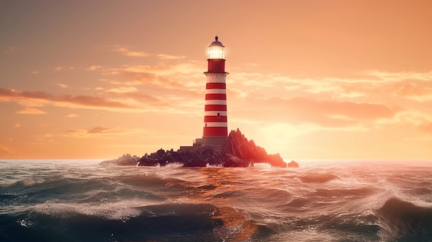 Lighthouse surrounded by water