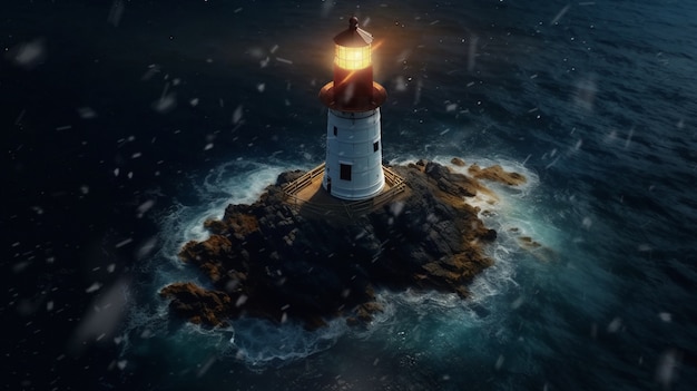 Free photo lighthouse surrounded by water