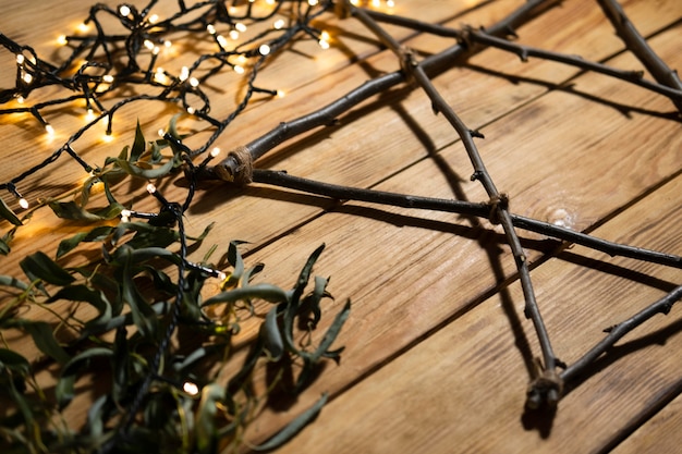 Lights and branches traditional hanukkah jewish concept