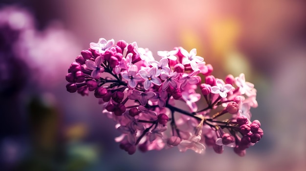 Free photo lilac branches closeup on a blurred background generative ai