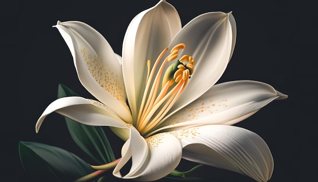 Lily flower on a dark background generative Al