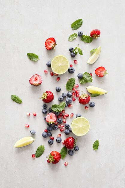 Lime, berries and leaves