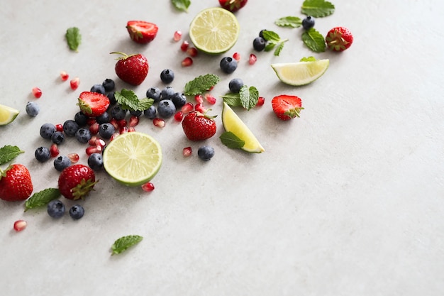Lime, berries and leaves