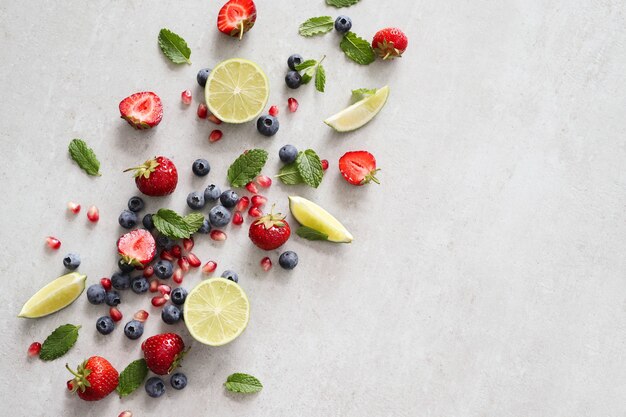 Lime, berries and leaves