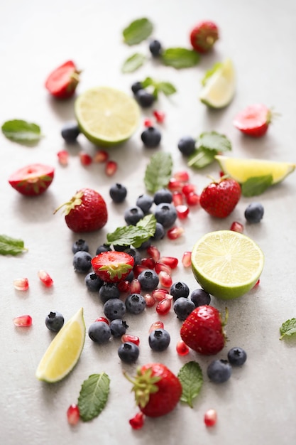 Lime, berries and leaves