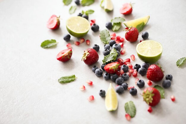 Lime, berries and leaves