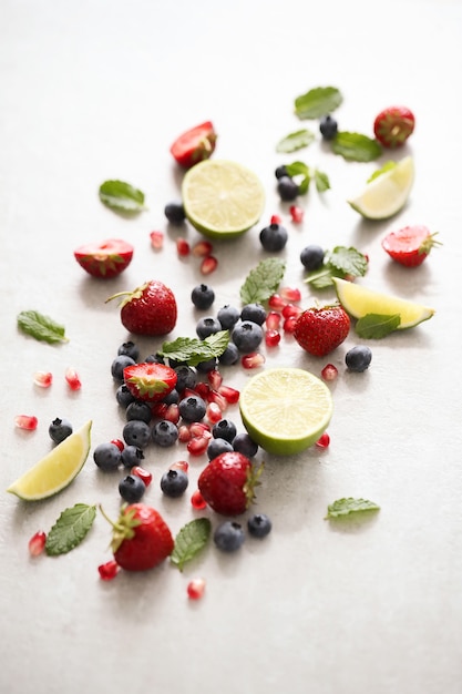 Lime, berries and leaves