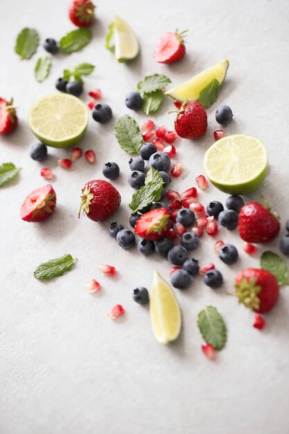 Lime, berries and leaves