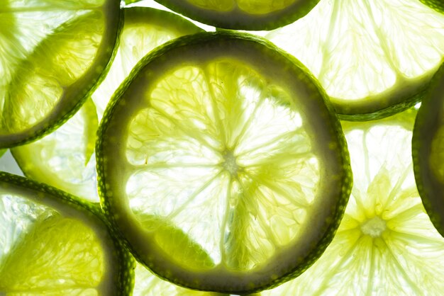 Lime cut slices in sunlight