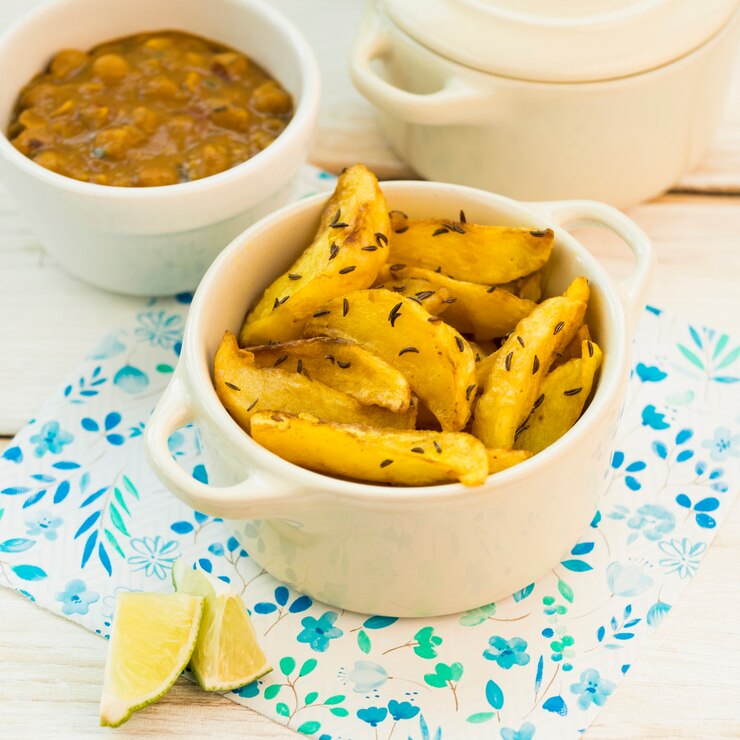 मुफ़्त फोटो lime near fried potatoes