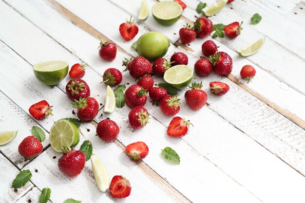 Limes, berries and leaves