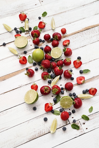 Limes, berries and leaves