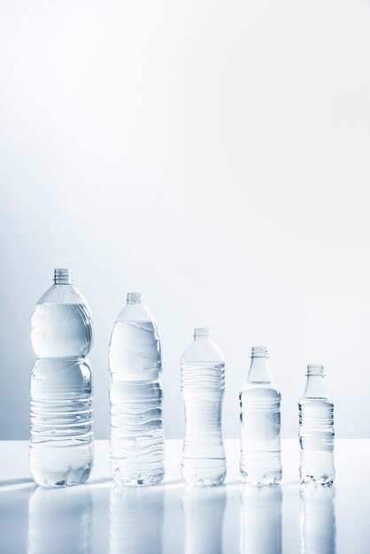 Line of bottles of water