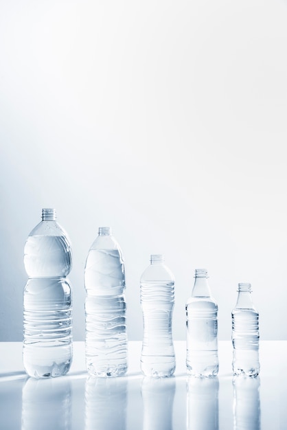 Line of bottles of water