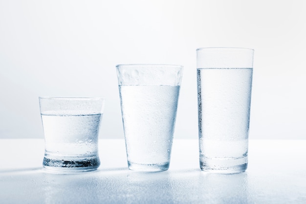 Line of glasses of water
