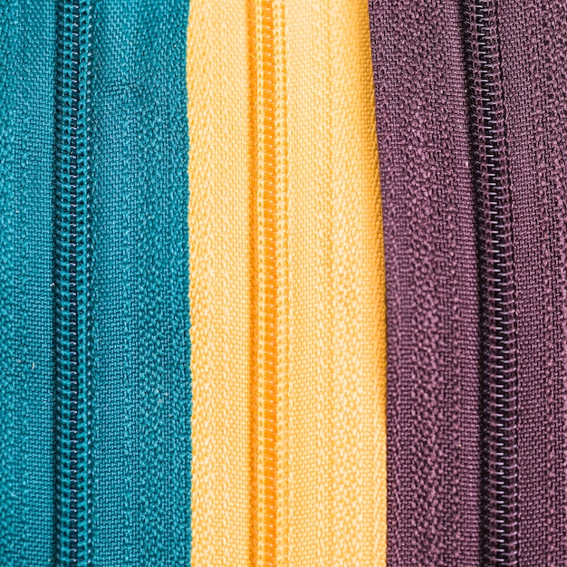 Line of three different zips