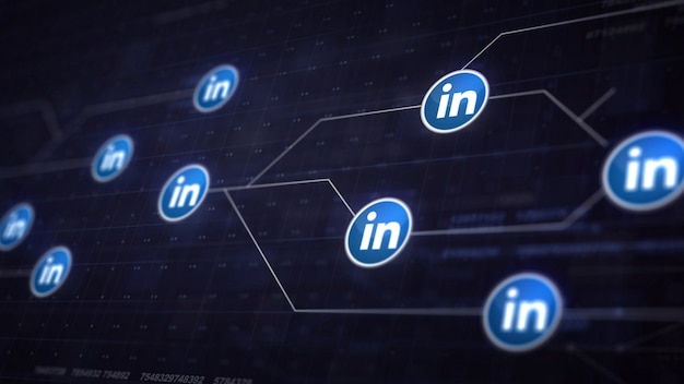 Free photo linkedin icon line connection of circuit board