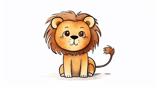 Free photo a lion drawn by children on a white background