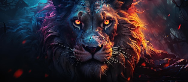 Free Photo | Lion in the night forest