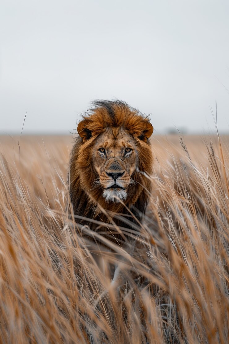Free Photo lion pride in dry forest