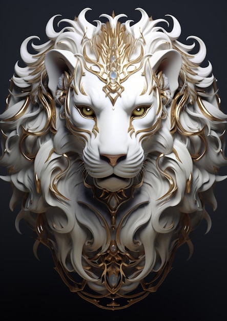 lion with metallic accessories in studio