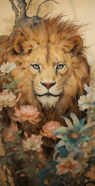 Lions digital art style