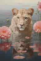 Free photo lions digital art style