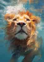 Бесплатное фото Стиль цифрового искусства львов