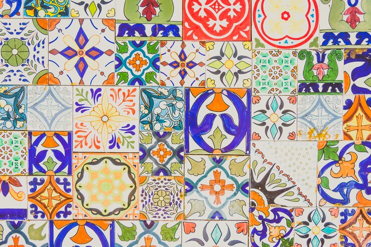 Free Photo lisbon wall texture floral moroccan
