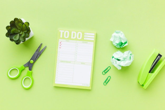 To-do list and green stationery