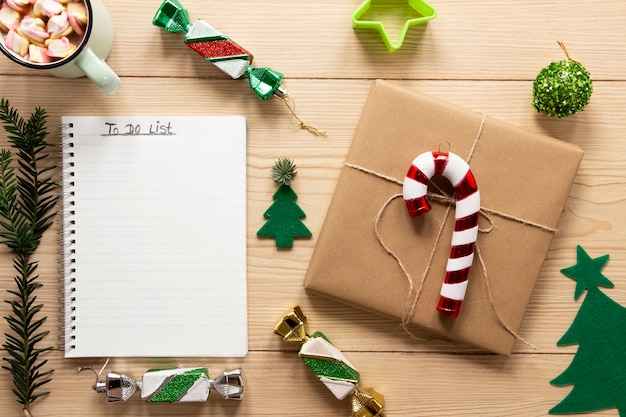 To do list mock-up with christmas decorations