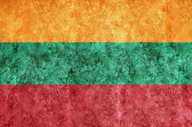 Литва Металлический флаг, текстурированный флаг, гранж-флаг