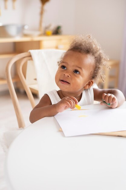 Little black baby girl with copy space