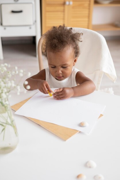 Little black baby girl with copy space